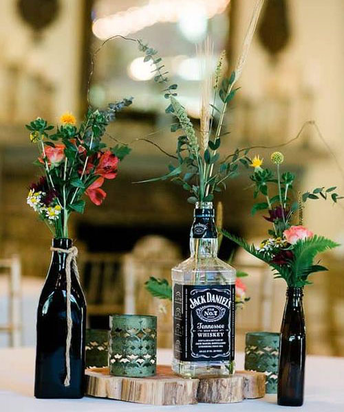 whiskey bottle vase jarrón con botella de whisky