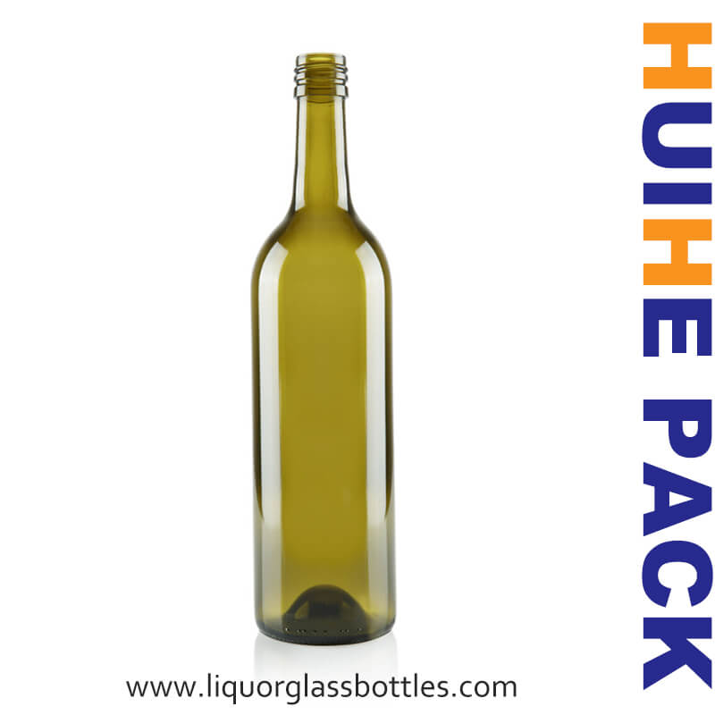 750ml Antique Green Glass Wine Bottle Botella de vino antigua de cristal verde de 750 ml