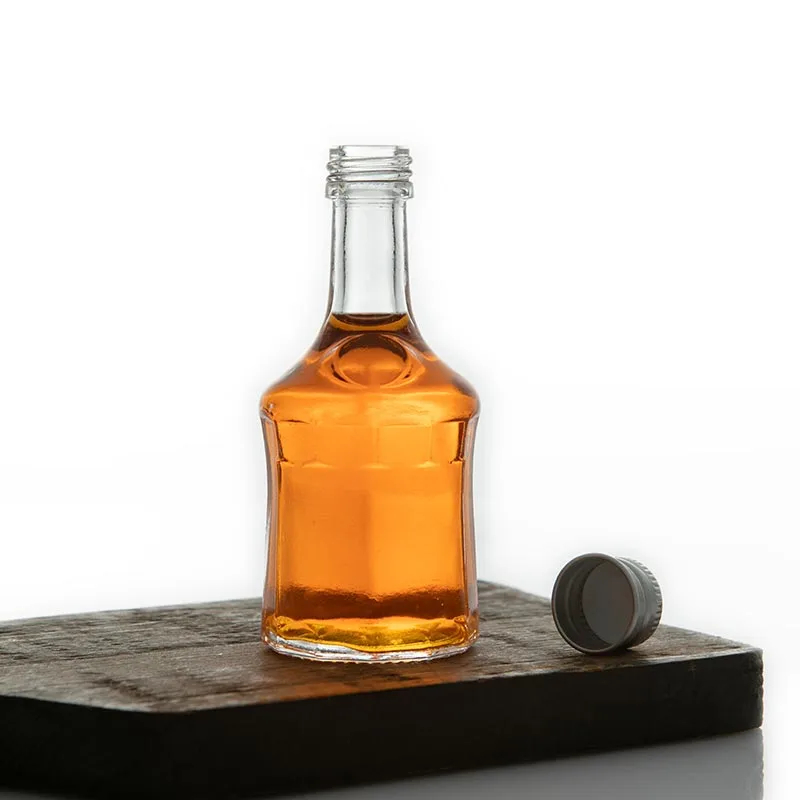 Botella de vidrio para licor en miniatura de 50 ml con tapón de rosca