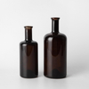 Botellas de alcohol de vidrio redondas ámbar de 375 ml, 500 ml y 750 ml