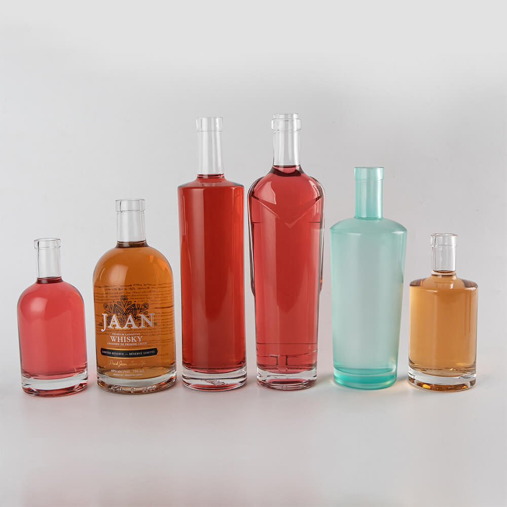 500ml botellas de cristal personalizadas redondas cuadradas vacías del alcohol de la vodka a granel de 750 ml