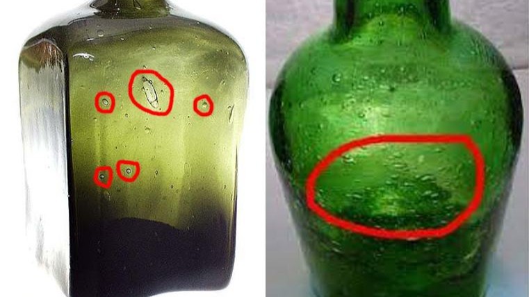 viejas burbujas de aire de botella