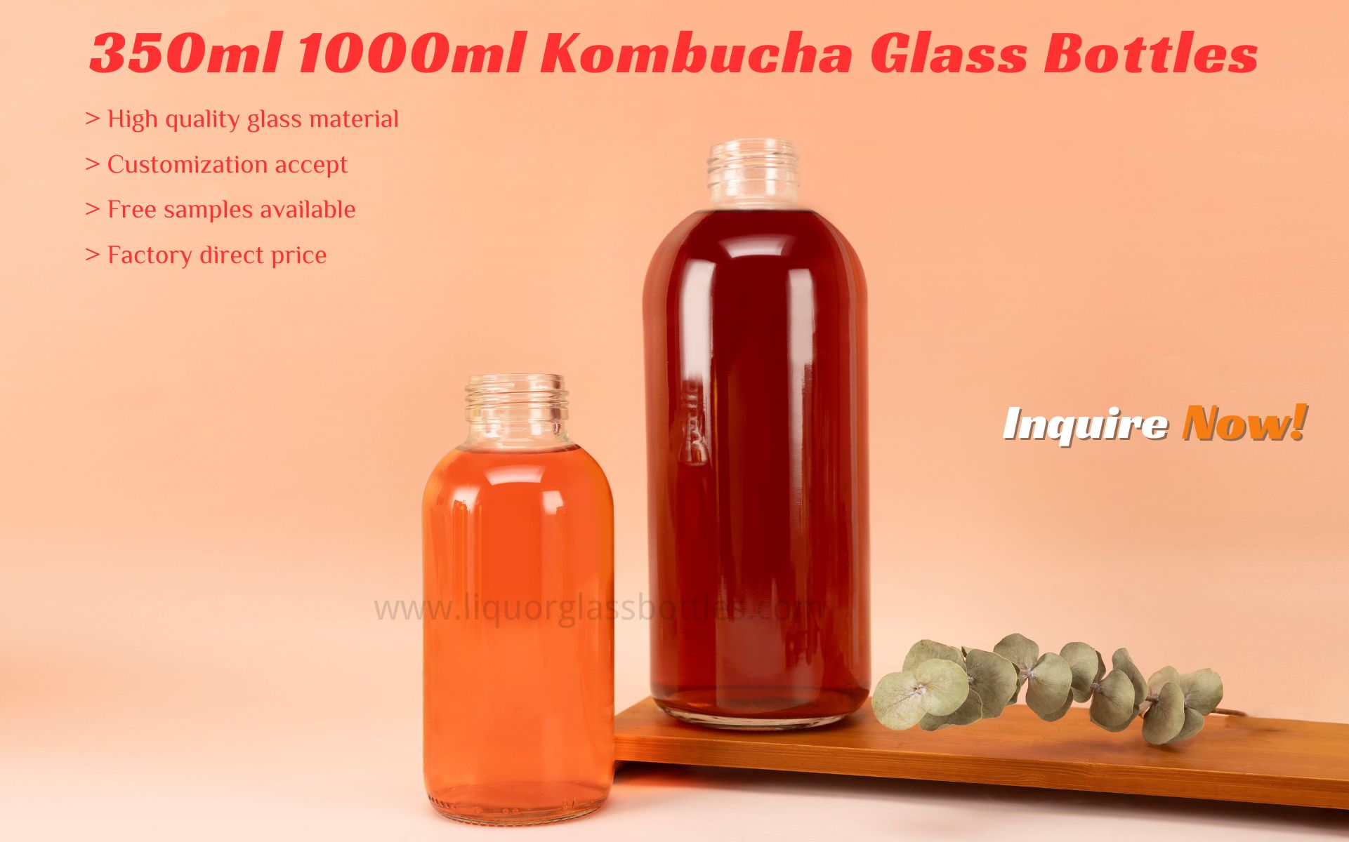 botella redonda de vidrio konbucha