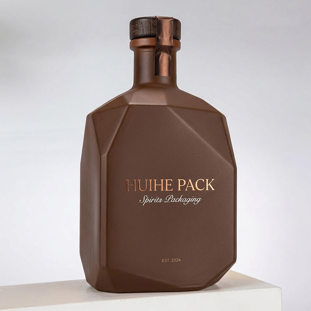 Estructura angular irregular Bordes facetados de licor Botella