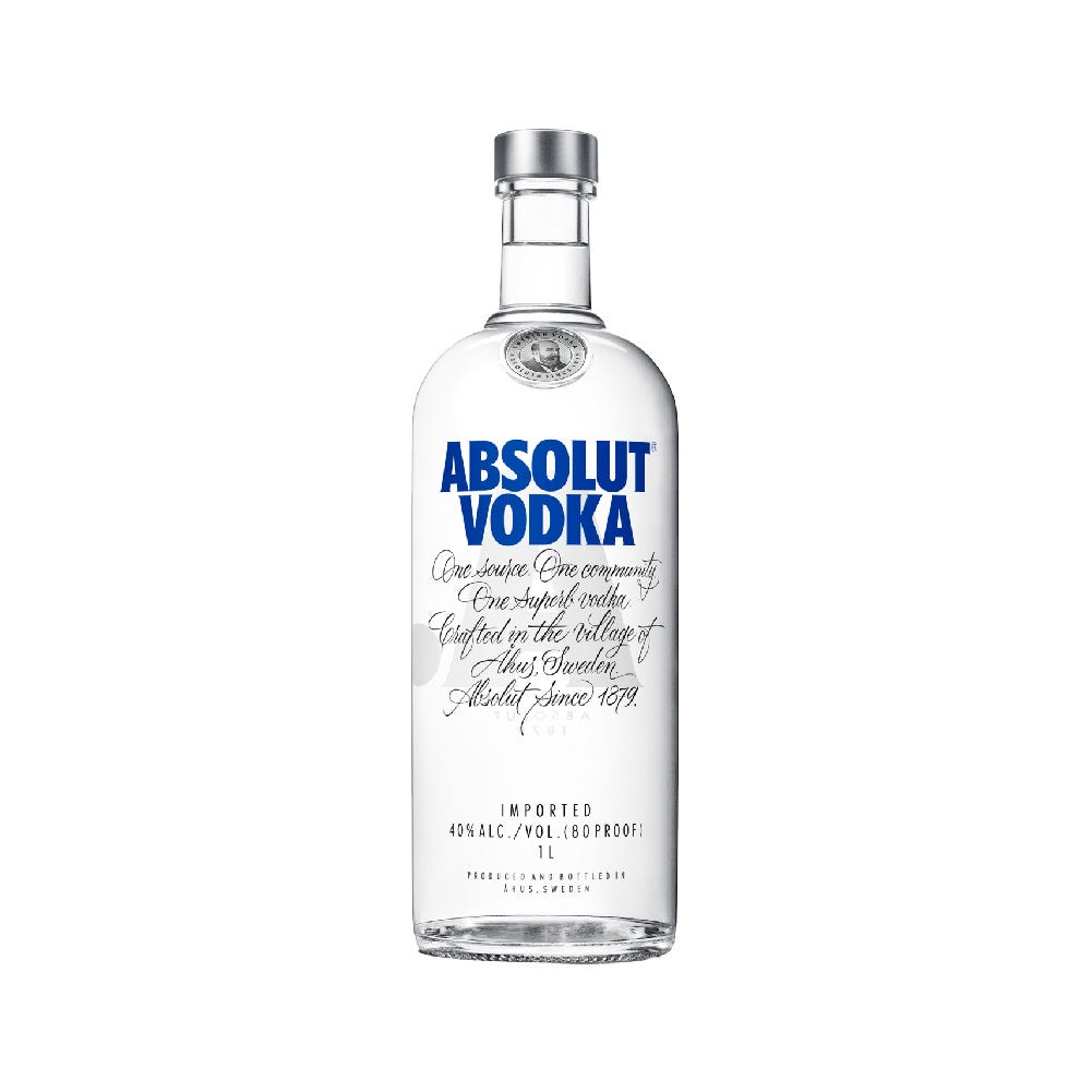 Botella de vodka absoluto de 750 ml.