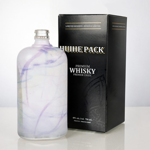 500 ml Botella de licor de vidrio de forma plana y elegante