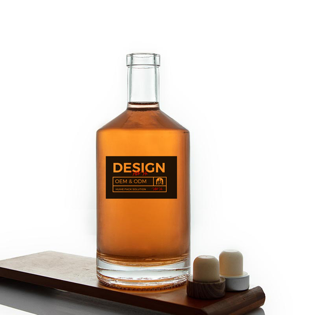 Botella de vidrio ginebra de 750 ml de ron de ron
