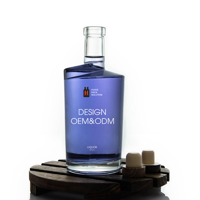 Tapa de corcho 750 ml botella de whisky de vidrio única redonda