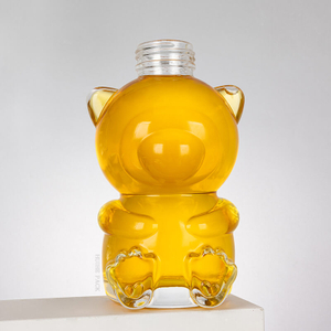 Forma de oso Botella de licor de vidrio transparente 500 ml de botella de hidromiel