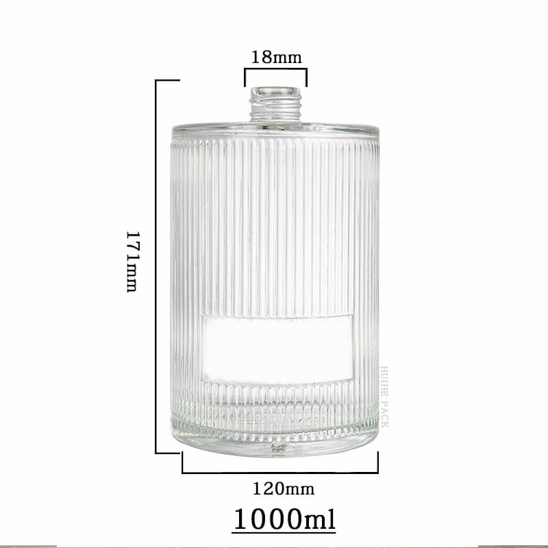 vertical ribbed cylinder liquor bottle-capacity Cilindro vertical Cilindro de licor Capacidad de botella