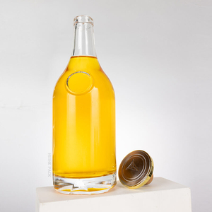 Botella de liquor de vidrio de cilindro bulboso redondeado