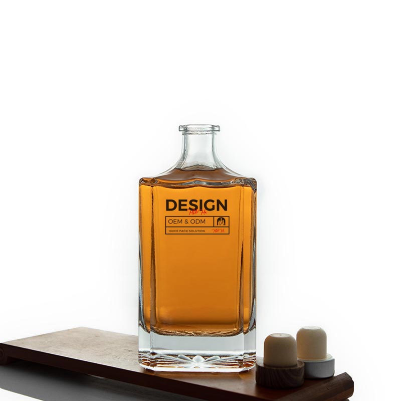 Decantador de botella de whisky Bourbon de vidrio grueso cuadrado de 650 ml