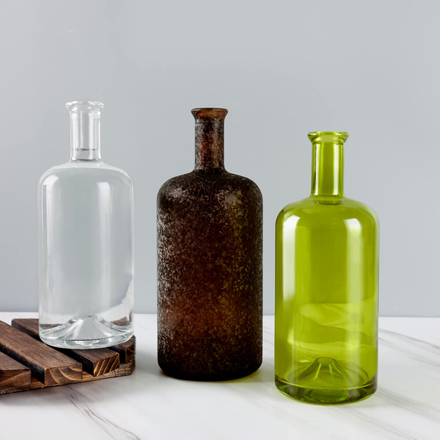 Cracking Amber 375ml 750ml 1140ml Botella de ginebra de vidrio de enebro