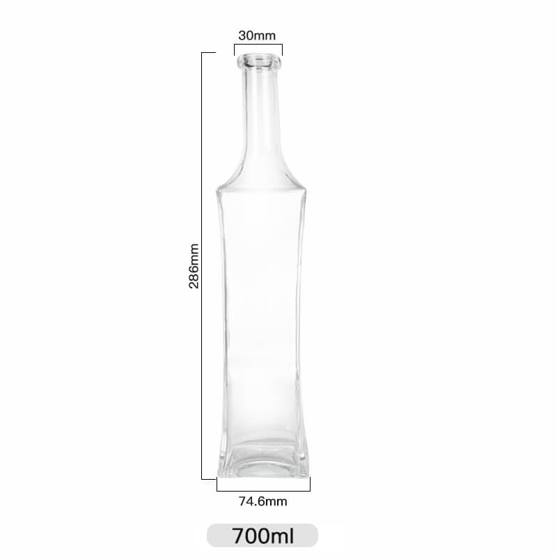 Square Elongated Form Spirits Bottle capacity Capacidad de botella de espíritus de forma cuadrada cuadrada