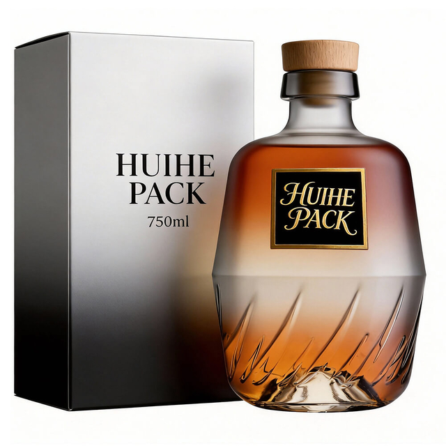 Botella de cristal de cebada de 70 cl para vodka, ron, ginebra, tequila, whisky con acabado carnette