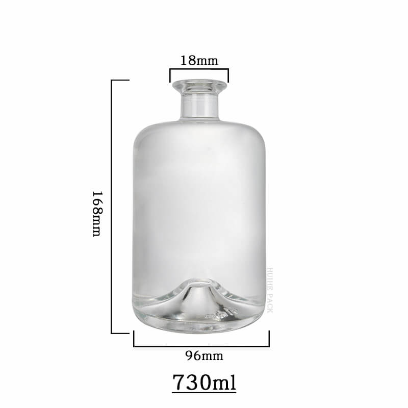 Indented bottom cylinder liquor bottle-capacity Capacidad de la botella de licor de cilindro inferior sangrado