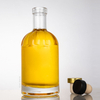 Botella de licor de vidrio transparente de 350 ml de cilindro de hombro