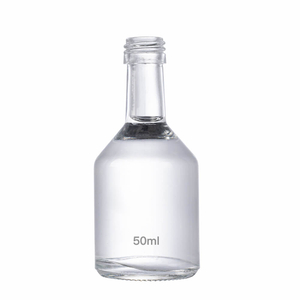 Botellas de alcohol peque&ntilde;as de vidrio de pedernal transparente de cuello solitario de 50 ml a granel