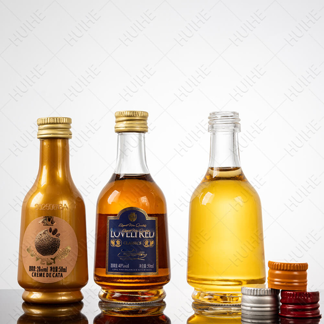 Botellas pequeñas de alcohol de vidrio esmerilado transparente de 50 ml con tapón de rosca