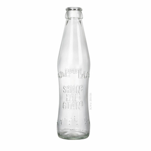Botella de bebida carbonatada de vidrio texturizado de 250 ml con tapa tipo corona