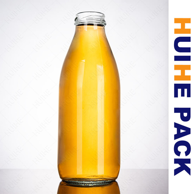 Envase de bebida de leche de vidrio cil&iacute;ndrico a granel con cuello de tornillo