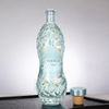 Botella de whisky de vidrio transparente irregular de 750 ml con corcho personalizado