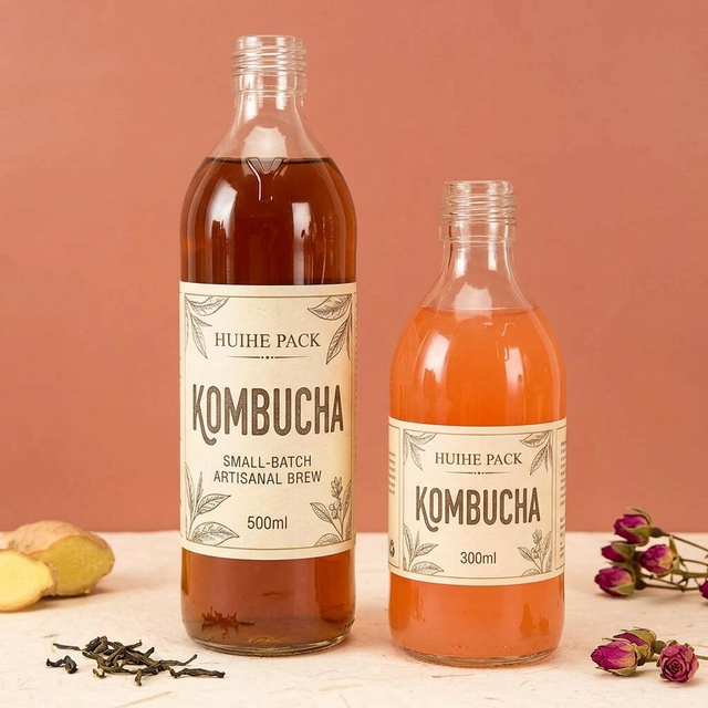 Botella de cristal del t&eacute; de Kombucha del final 300ml 500ml del tornillo