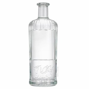 Patrones de acanalado vertical Botella de licor de vidrio con bez dragón
