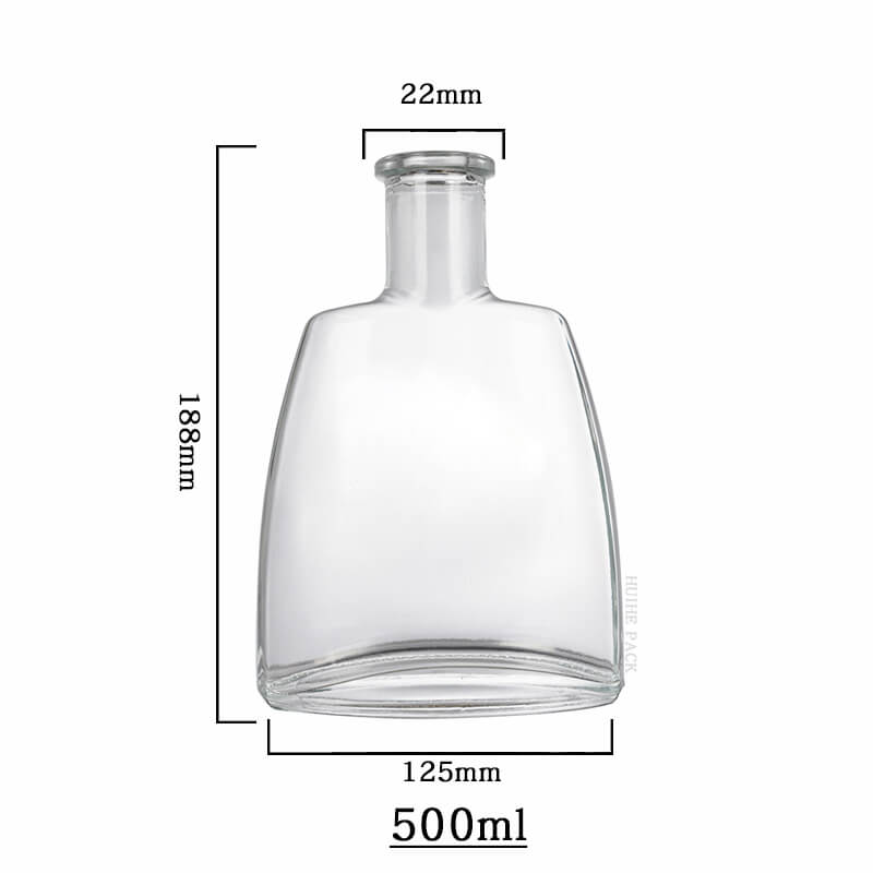 Flat Trapezoidal Liquor Bottle Curved Edges-capacity Botella de licor trapezoidal de bordes curvos de capacidad