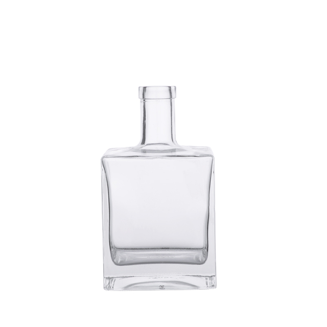 Square Shape Super Flint Glass Liquor Bottle Barde Cork