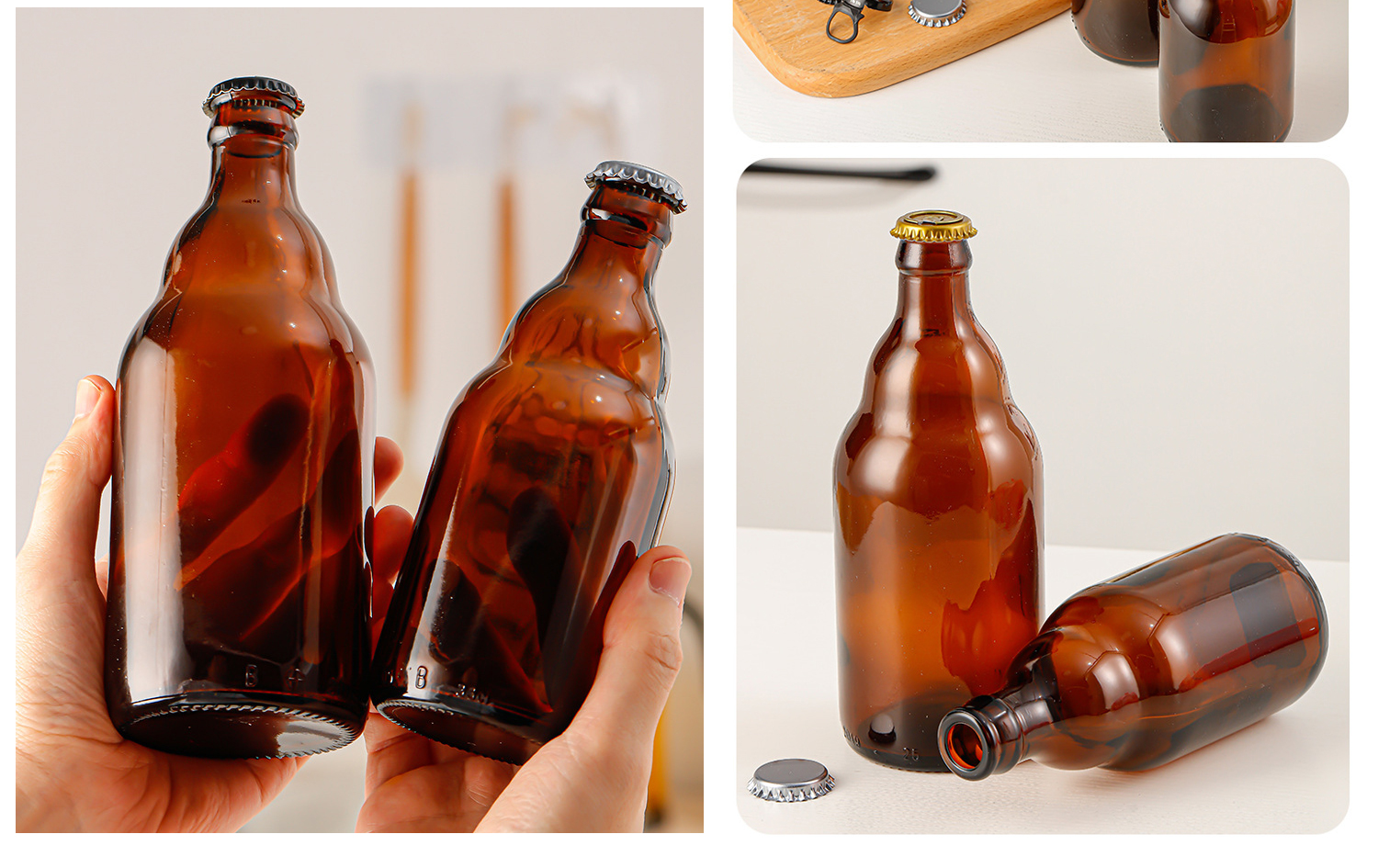 botella de vidrio de cerveza marrón