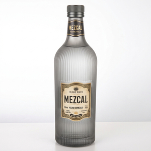 Botella de licor de vidrio de cilindro acanalado de 700 ml