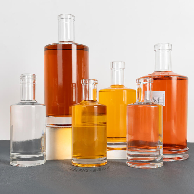 Jersey 250ml 375ml 700ml 750ml botellas de licor de vidrio redondo recto