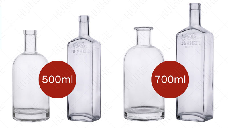 Botellas de licor de 700 ml frente a 500 ml - Botella de licor cl&aacute;sica de 70 cl frente a 50 cl