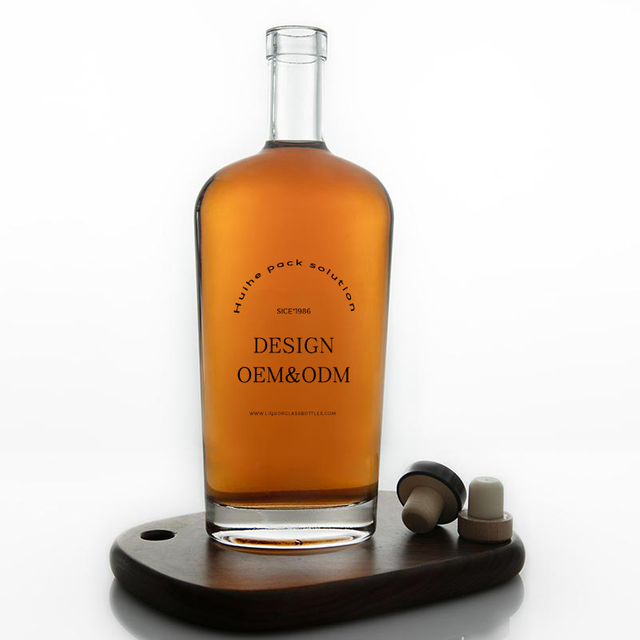 Botella de licor de vidrio de matraz ovalado de Philly con corcho superior
