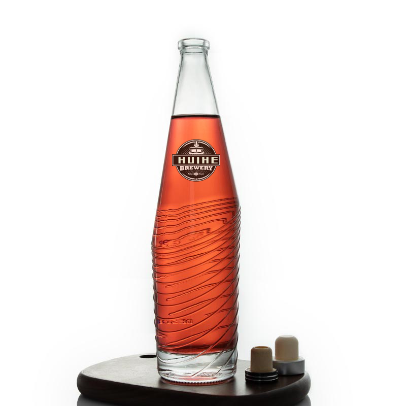 Botella de licor de vidrio rayado personalizada de 750 ml