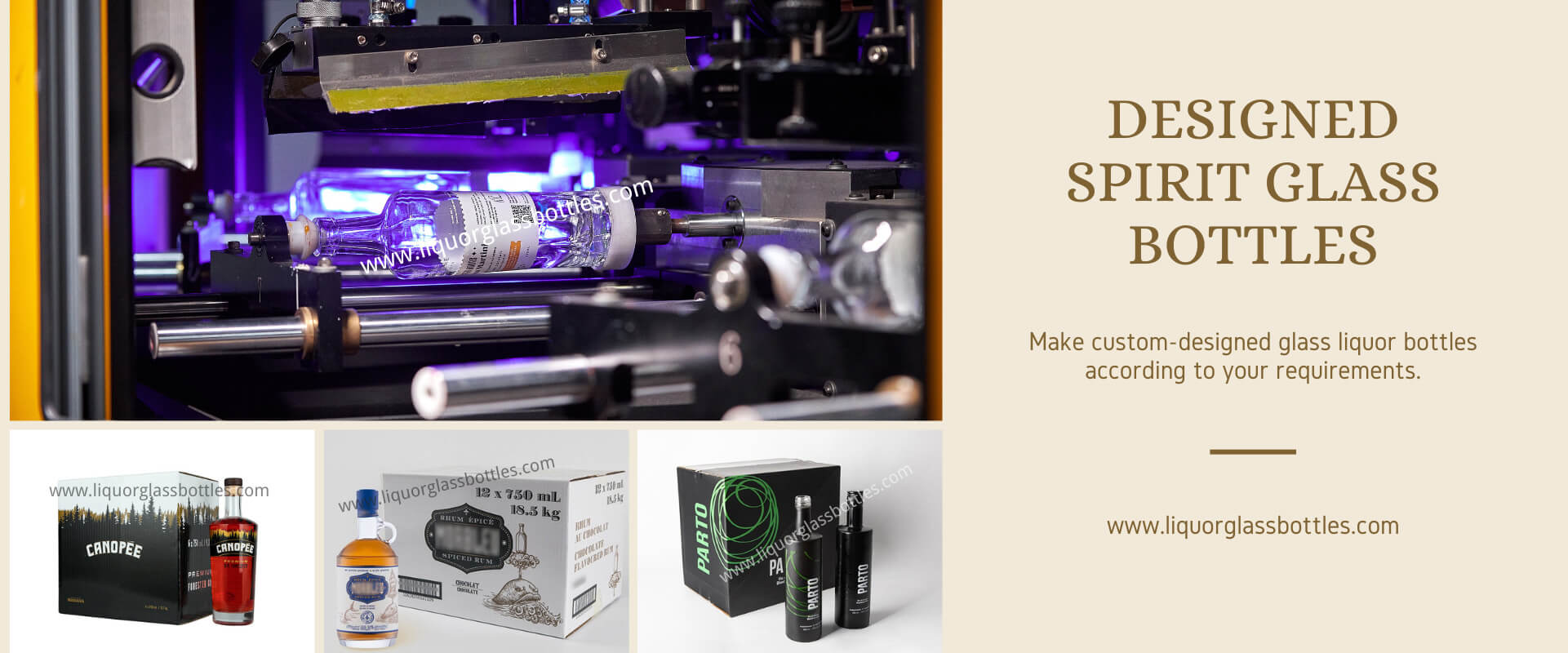 Dise&ntilde;o de botellas de vidrio para bebidas espirituosas.