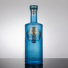Letras elevadas botella de licor de vidrio de cilindro texturizado
