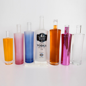 Botellas de bebidas espirituosas de vidrio galvanizado rosa azul escarchado cintura delgada Saturno