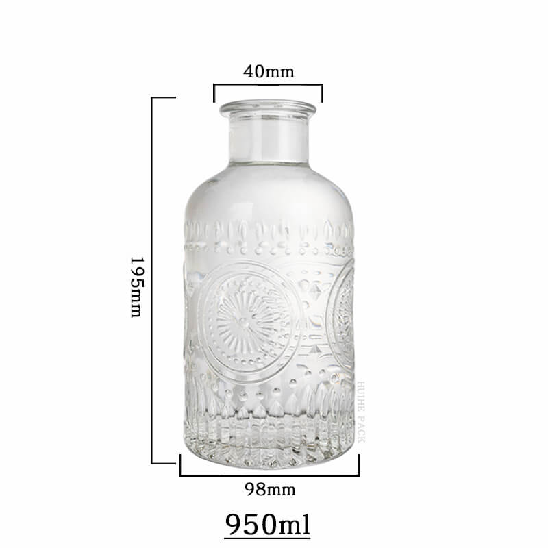 Floral thick neck Liquor Bottle-capacity Capacidad de botella de licor de cuello grueso floral