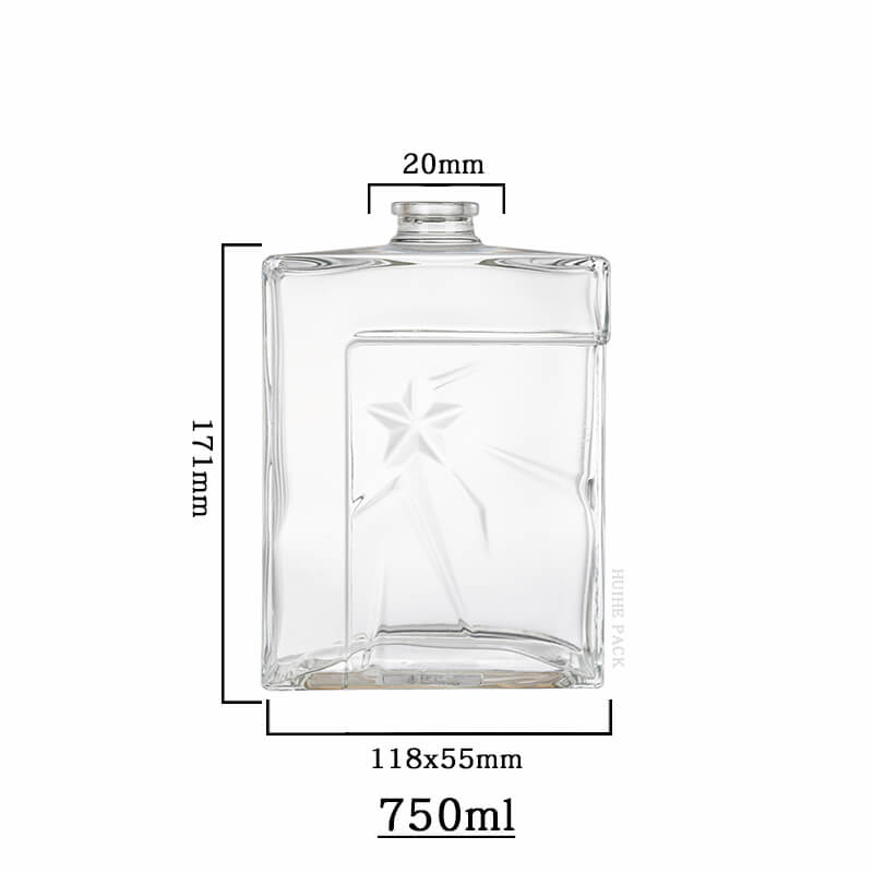 Star-Embossed Liquor Bottle-capacity Capacidad de botella de licor con encierro estelar