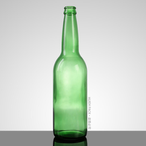 Botella de sidra de manzana de vidrio de pedernal verde de cuello largo de 600 ml y 20 oz