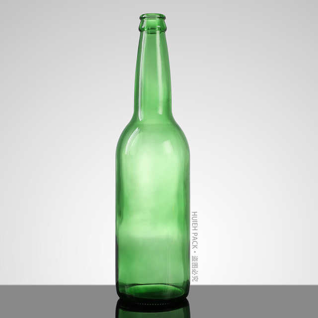 Botella de sidra de manzana de vidrio de pedernal verde de cuello largo de 600 ml y 20 oz