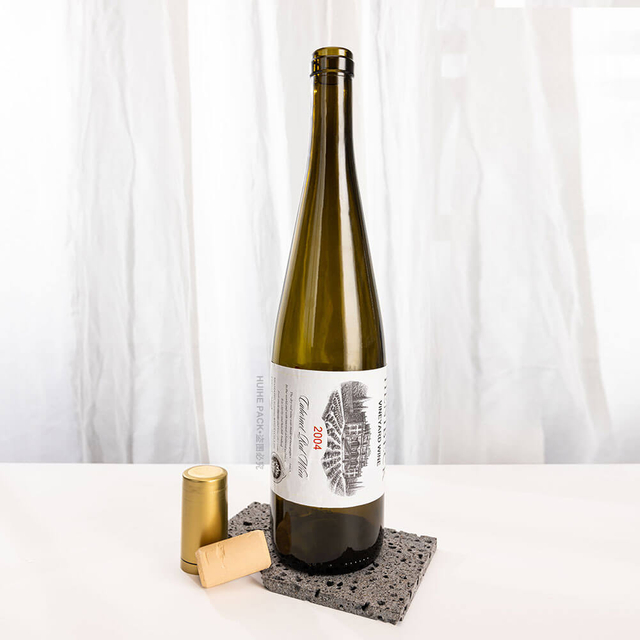 Hock Rhine Riesling Botellas de vidrio de vino verde oliva con corcho