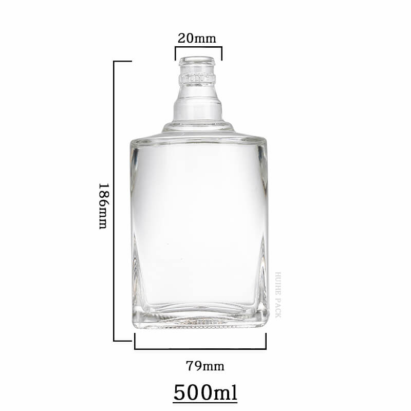 square bottom and round shoulder liquor bottle-capacity Botella de licor de fondo cuadrado y hombro redondo