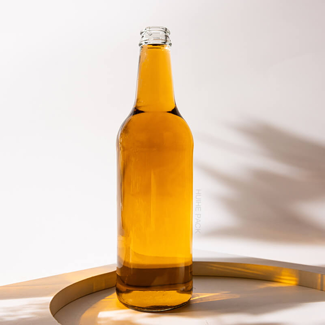 Botella de bebida con acabado de corona de vidrio de 750 ml para jugo de soda y kombucha