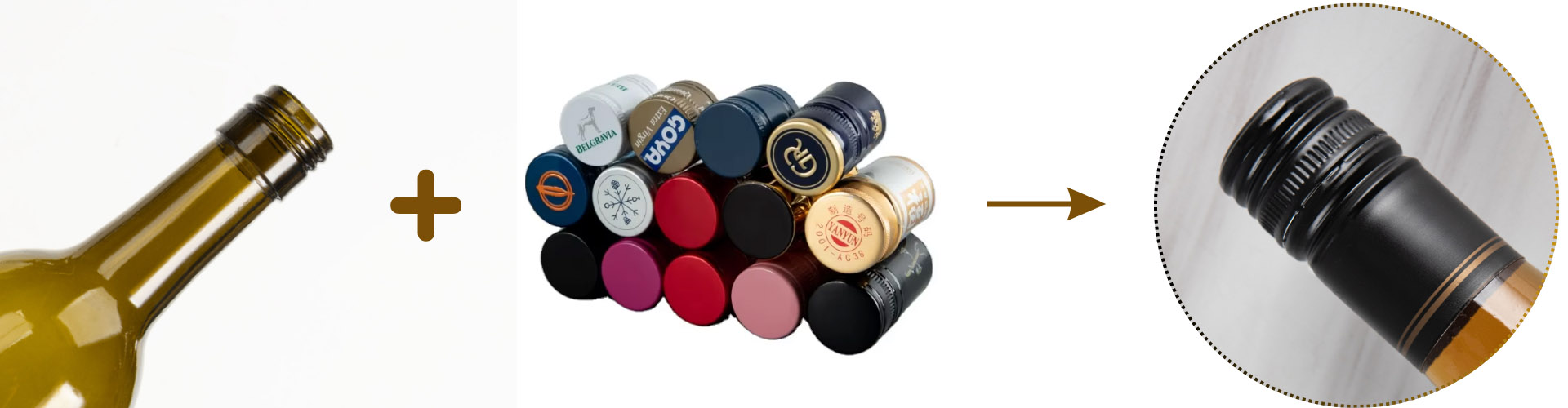 botella de vino con tapa de aluminio