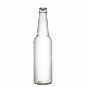 Botella de bebida espumosa de vidrio cil&iacute;ndrica de 650 ml con tapa de corona