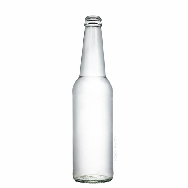 Botella de bebida espumosa de vidrio cil&iacute;ndrica de 650 ml con tapa de corona