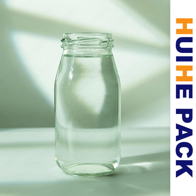 Botella de bebida de leche de vidrio de 215 ml de f&aacute;brica de China con tapa de rosca